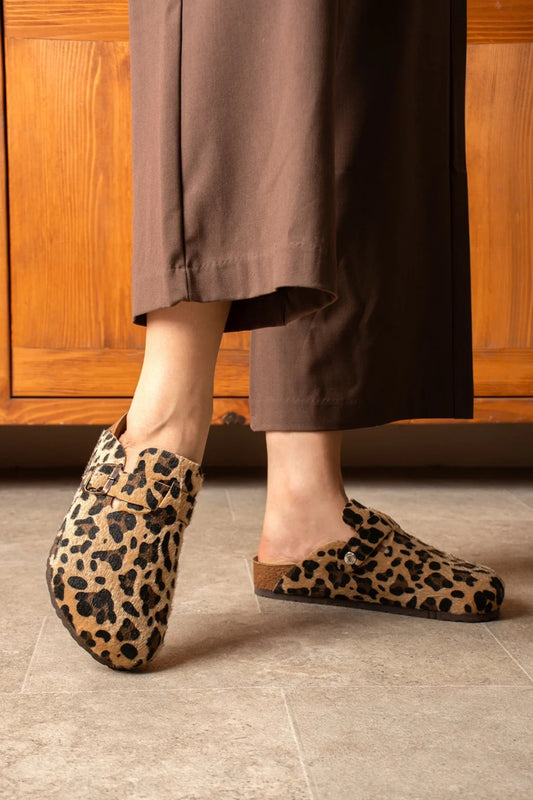 BOSTON-Leopar Kahve Terlik